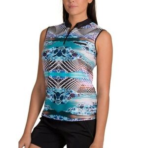 SwingDish Polly Printed Sleeveless Golf Polo PT013-2 Large